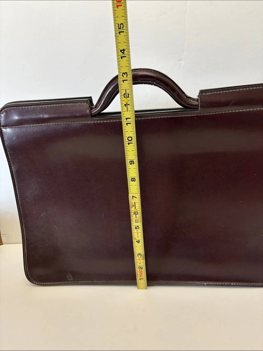 Men's Leather Briefcase Slim Business Portfolio Attaché in Deep Burgundy Brown